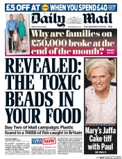 Daily Mail (UK) Newspaper Front Page for 26 August 2016