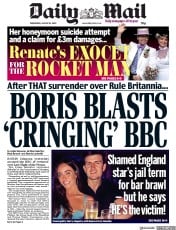 Daily Mail (UK) Newspaper Front Page for 26 August 2020