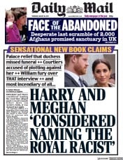 Daily Mail (UK) Newspaper Front Page for 26 August 2021