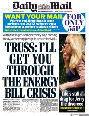 Daily Mail (UK) Newspaper Front Page for 26 August 2022