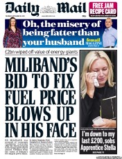 Daily Mail (UK) Newspaper Front Page for 26 September 2013
