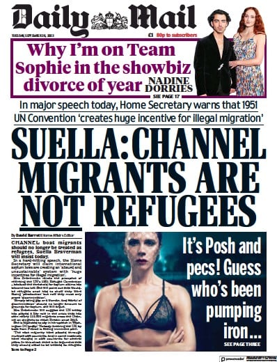 Daily Mail Newspaper Front Page (UK) for 26 September 2023