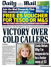 Daily Mail Newspaper Front Page (UK) for 27 October 2012