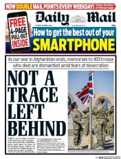 Daily Mail Newspaper Front Page (UK) for 27 October 2014