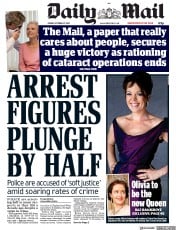 Daily Mail (UK) Newspaper Front Page for 27 October 2017