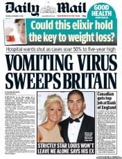Daily Mail (UK) Newspaper Front Page for 27 November 2012