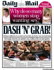 Daily Mail Newspaper Front Page (UK) for 27 December 2012
