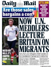 Daily Mail Newspaper Front Page (UK) for 27 December 2013