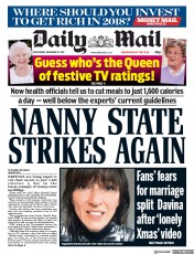 Daily Mail (UK) Newspaper Front Page for 27 December 2017