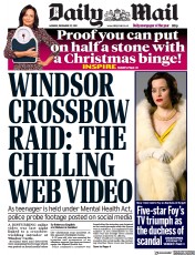 Daily Mail (UK) Newspaper Front Page for 27 December 2021
