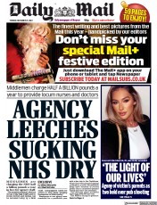 Daily Mail (UK) Newspaper Front Page for 27 December 2022