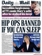 Daily Mail (UK) Newspaper Front Page for 27 January 2017