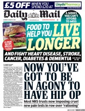 Daily Mail (UK) Newspaper Front Page for 27 January 2018