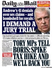 Daily Mail front page for 27 January 2022