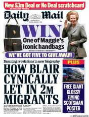 Daily Mail (UK) Newspaper Front Page for 27 February 2016