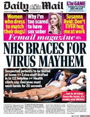Daily Mail (UK) Newspaper Front Page for 27 February 2020