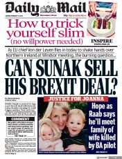 Daily Mail (UK) Newspaper Front Page for 27 February 2023