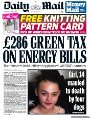 Daily Mail (UK) Newspaper Front Page for 27 March 2013