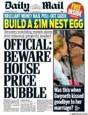 Daily Mail (UK) Newspaper Front Page for 27 March 2014