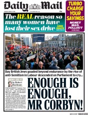 Daily Mail (UK) Newspaper Front Page for 27 March 2018