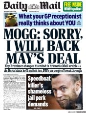 Daily Mail (UK) Newspaper Front Page for 27 March 2019