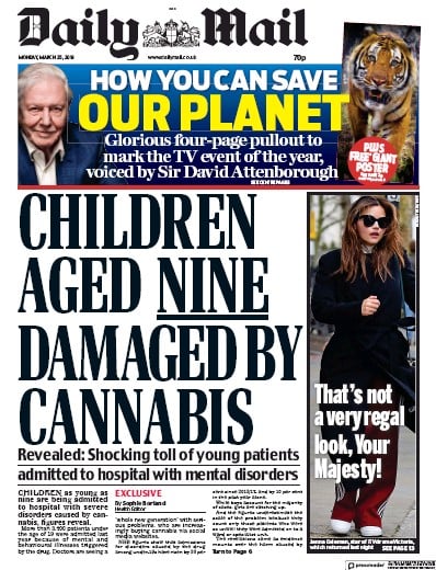 Daily Mail Newspaper Front Page (UK) for 27 March 2019
