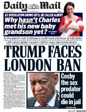 Daily Mail (UK) Newspaper Front Page for 27 April 2018