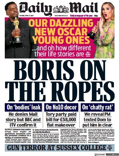 Daily Mail Newspaper Front Page (UK) for 27 April 2021