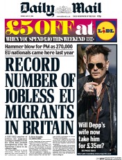 Daily Mail (UK) Newspaper Front Page for 27 May 2016
