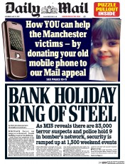 Daily Mail (UK) Newspaper Front Page for 27 May 2017