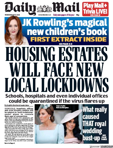 Daily Mail Newspaper Front Page (UK) for 27 May 2020