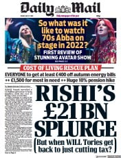 Daily Mail front page for 27 May 2022