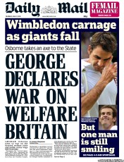 Daily Mail (UK) Newspaper Front Page for 27 June 2013