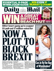 Daily Mail (UK) Newspaper Front Page for 27 June 2016
