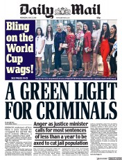 Daily Mail (UK) Newspaper Front Page for 27 June 2018