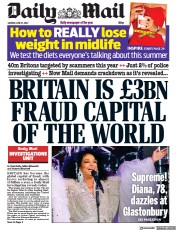 Daily Mail front page for 27 June 2022