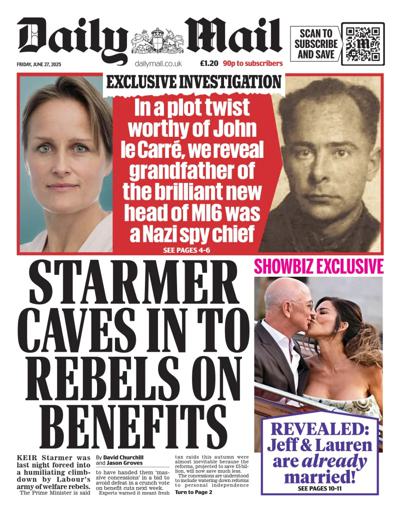 Daily Mail Newspaper Front Page (UK) for 27 June 2025