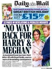 Daily Mail (UK) Newspaper Front Page for 27 July 2020