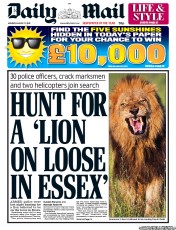 Daily Mail (UK) Newspaper Front Page for 27 August 2012