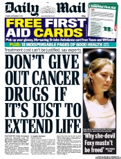 Daily Mail Newspaper Front Page (UK) for 27 September 2011