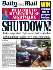 Daily Mail (UK) Newspaper Front Page for 28 October 2013