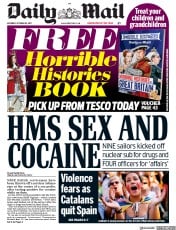 Daily Mail (UK) Newspaper Front Page for 28 October 2017