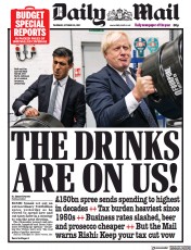 Daily Mail (UK) Newspaper Front Page for 28 October 2021