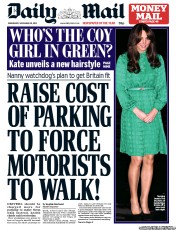 Daily Mail (UK) Newspaper Front Page for 28 November 2012