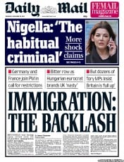 Daily Mail (UK) Newspaper Front Page for 28 November 2013