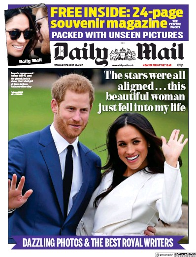 Daily Mail Newspaper Front Page (UK) for 28 November 2017