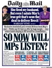 Daily Mail (UK) Newspaper Front Page for 28 November 2018