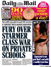 Daily Mail front page for 28 November 2022