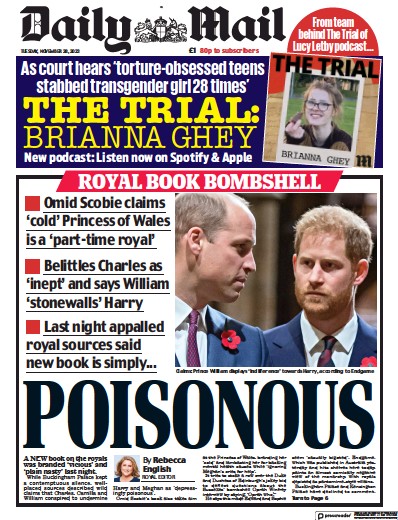 Daily Mail Newspaper Front Page (UK) for 28 November 2023