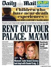 Daily Mail (UK) Newspaper Front Page for 28 January 2014